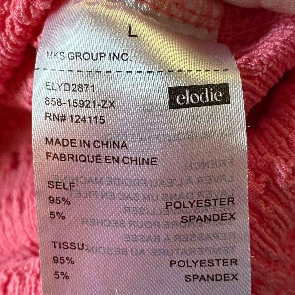 Elodie Pink Textured Short‎ Sleeve Mini Dress Size Large